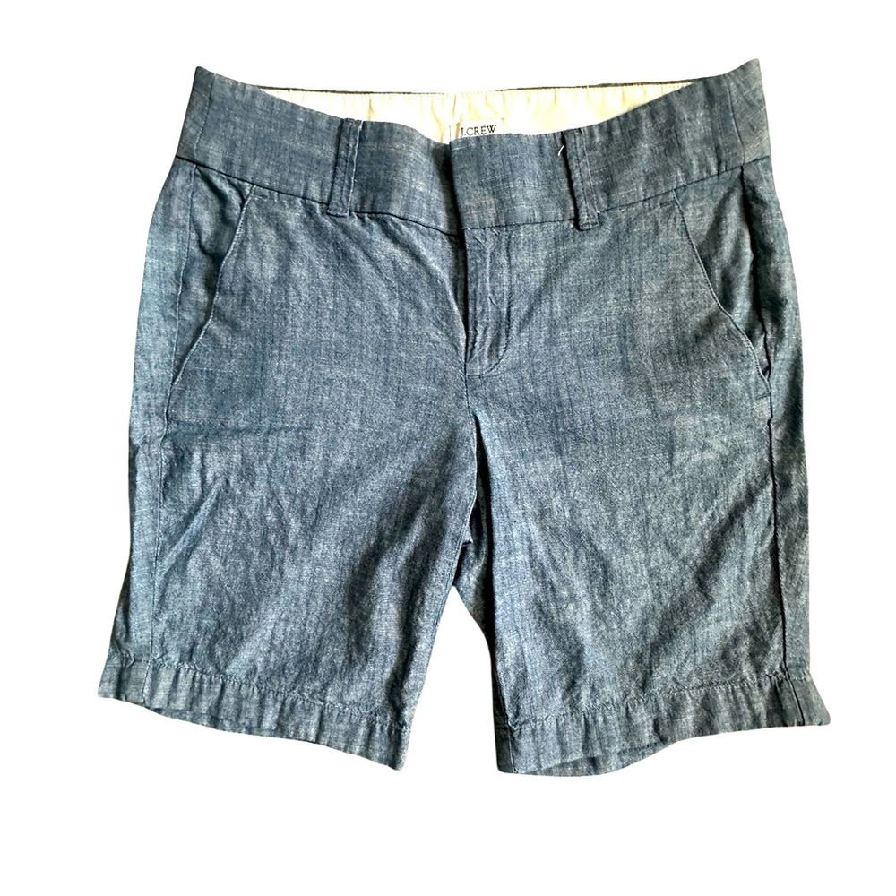 J. Crew Chambray Bermuda Shorts Flat Front Blue Women Size 0. - Picture 9 of 16